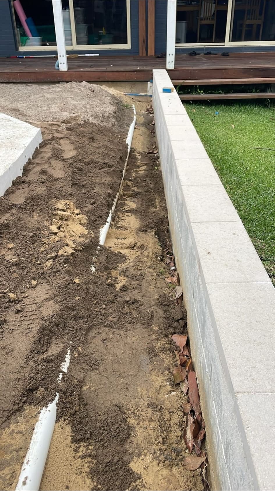 Old paving removed before drainage correction