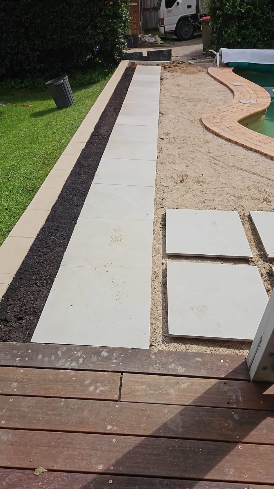 New paving installed beside the pool area