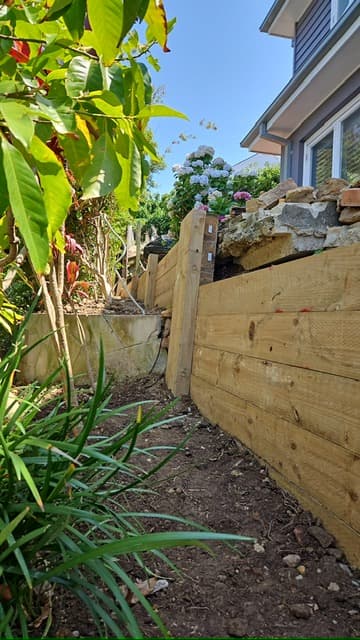 Retained slope after the wall structure was completed