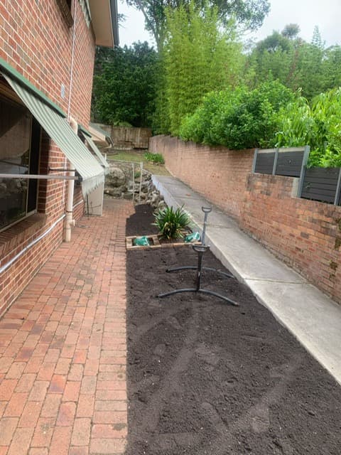 Lawn area prepared before new turf was installed
