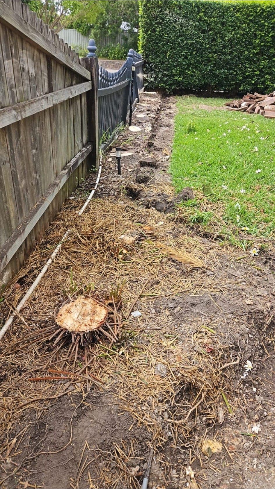Front garden reshaped before edging and planting