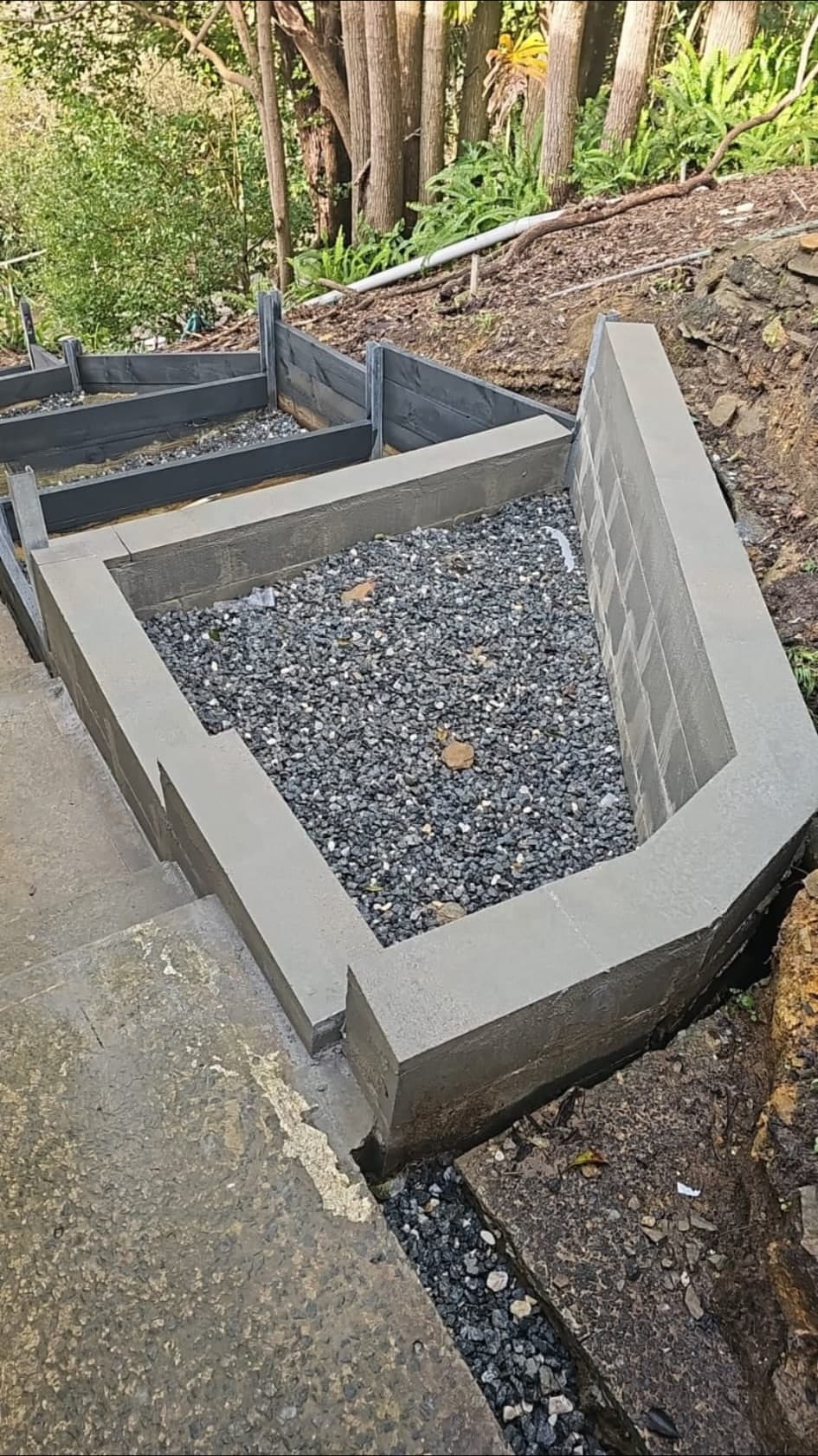 New retaining and drainage work underway
