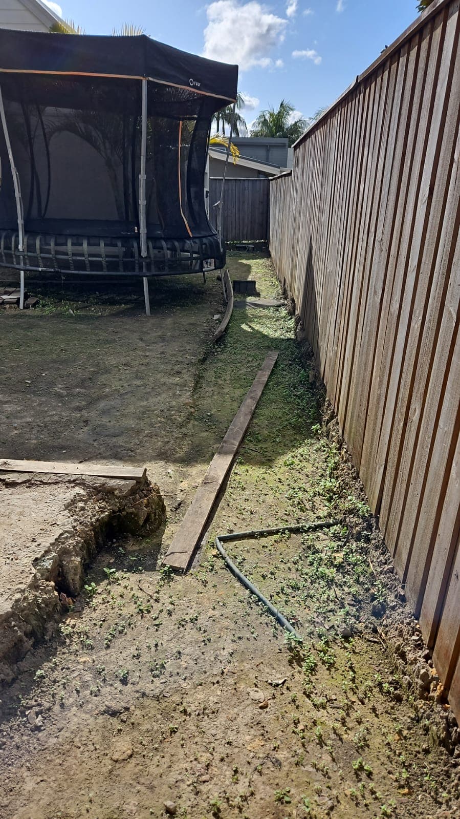 Garden path set-out before paving work