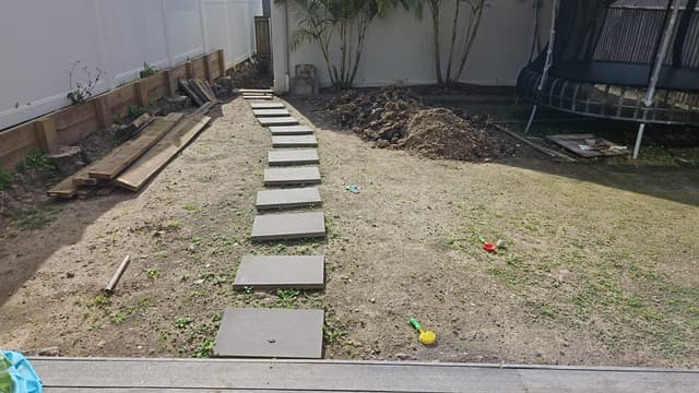 Outdoor lighting installed along the garden circulation route