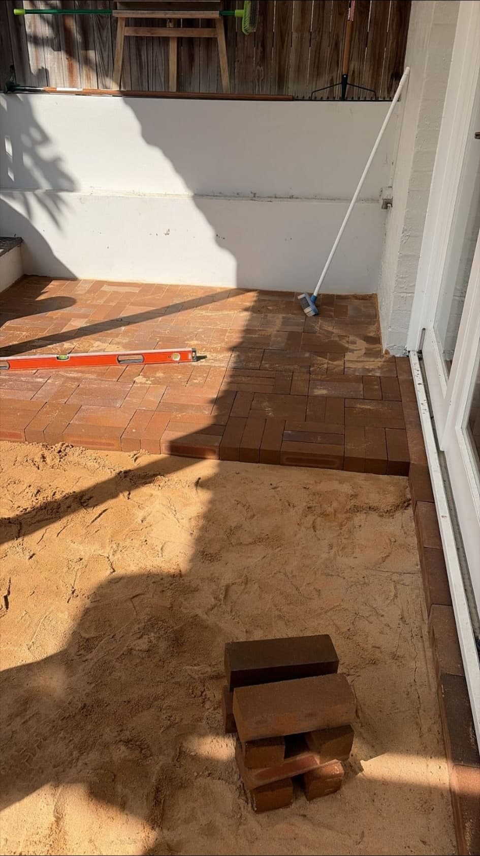 Pathway drainage and base correction underway