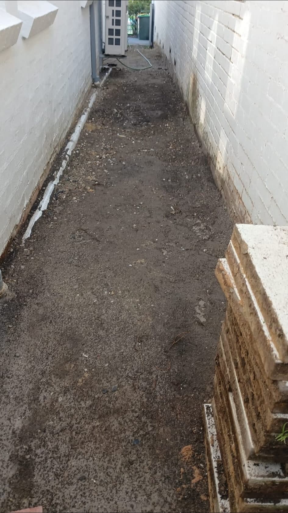 New paving pattern installed along the side access
