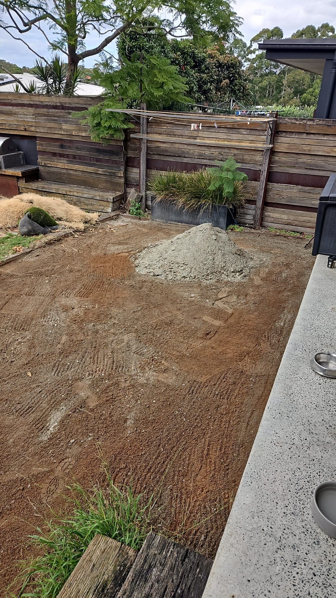 Ground preparation underway before the Sir Walter lawn installation