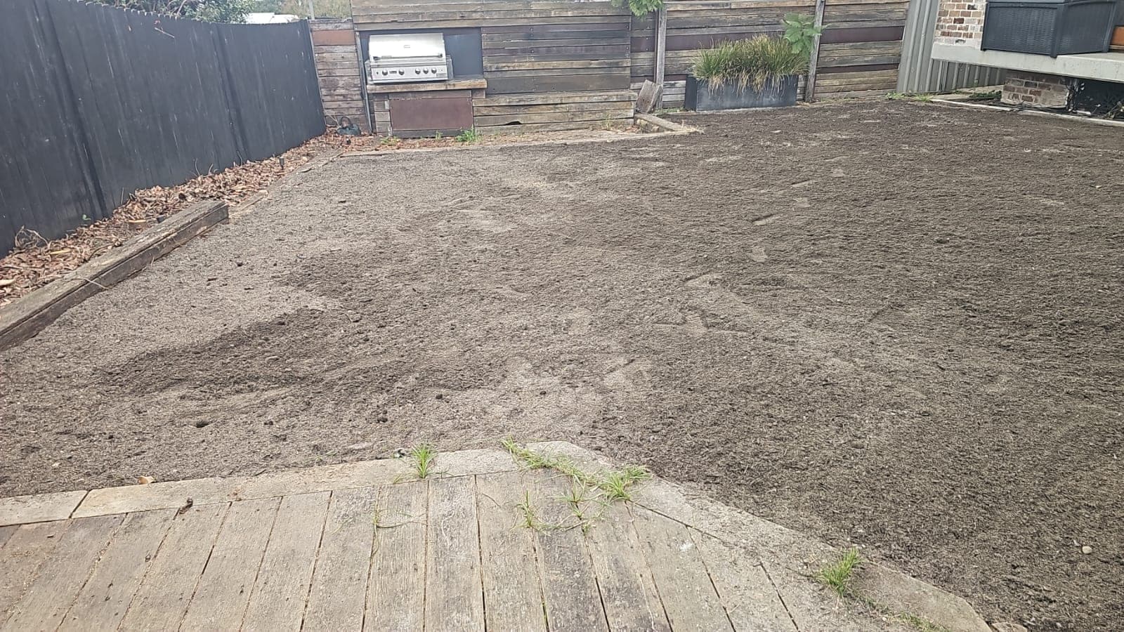 Prepared lawn area ready for the new turf finish